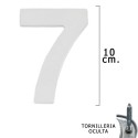 Numero Metal "7" Plateado Mate 10 cm. con Tornillería Oculta (Blíster 1 Pieza)