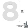 Numero Metal "8" Plateado Mate 10 cm. con Tornillería Oculta (Blíster 1 Pieza)