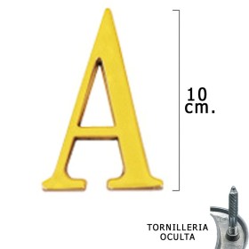 Letra Latón "A" 10 cm. con Tornillería Oculta (Blíster 1 Pieza)