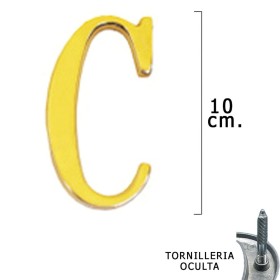 Letra Latón "C" 10 cm. con Tornillería Oculta (Blíster 1 Pieza)