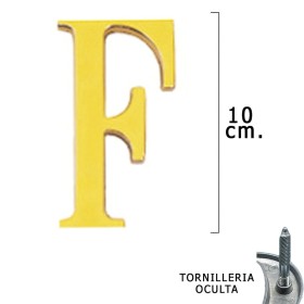 Letra Latón "F" 10 cm. con Tornillería Oculta (Blíster 1 Pieza)