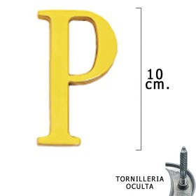 Letra Latón "P" 10 cm. con Tornillería Oculta (Blíster 1 Pieza)