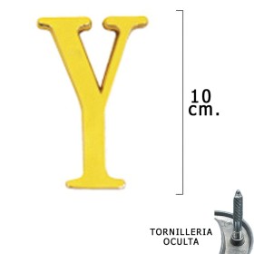 Letra Latón "Y" 10 cm. con Tornillería Oculta (Blíster 1 Pieza)