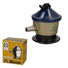 Regulador Gas Butano Monfa (50 gramos./cm2) Alcachofa Gas, Regulador Gas Butano. Presión 50 mbar. Caudal 2,5 Kg/hora
