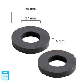 Imán WOLFPACK Ferrita Aro Diámetro 36x17x6 mm. (Blíster 2 Piezas)