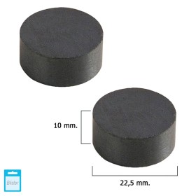 Imán WOLFPACK Ferrita Redondo Diámetro 22,5x10 mm. (Blíster 2 Piezas)