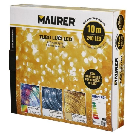 Luces Navidad Tubo Luz Multicolor 240 Leds Uso Exteriores / Interiores protección IP44 Rollo 10 Metros