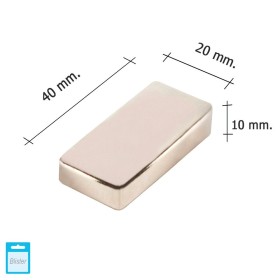 Imán WOLFPACK Neodimio Rectangular 40x20x10 mm. (Blíster 1 Pieza)