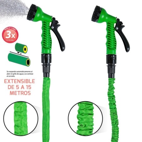 Manguera Extensible Riego 5 a 15 Metros Con Pistola De 7 posiciones