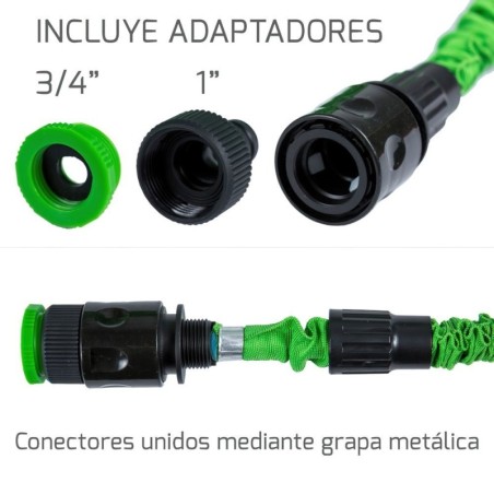 Manguera Extensible Riego 10 a 30 Metros Con Pistola De 7 posiciones