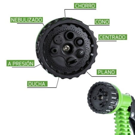 Manguera Extensible Riego 10 a 30 Metros Con Pistola De 7 posiciones