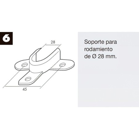 Soporte Persiana Rodamiento Zincado 28 mm. de Diámetro