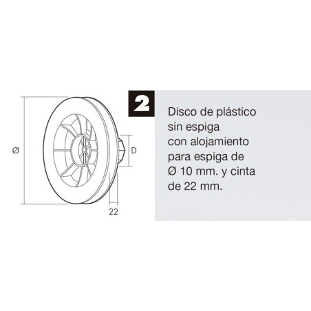 Disco Persiana Plástico Octogonal 160x60 mm. Cinta 22 mm.