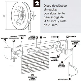 Disco Persiana Plástico Octogonal 160x60 mm. Cinta 22 mm.