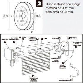 Disco Persiana Metálico Espiga Metálica 150x60 Cinta 22 mm.