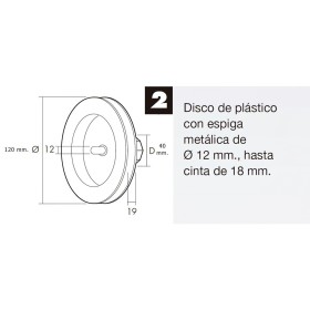 Disco Persiana Plástico Espiga Metal 120x40 mm. Cinta 18 mm.