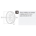 Disco Persiana Metálico Espiga Metálica 180x60 mm. Cinta 18/22 mm.