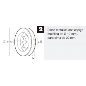 Disco Persiana Metálico Espiga Metálica 180x60 mm. Cinta 18/22 mm.
