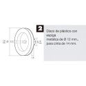 Disco Persiana Plástico Espiga Metálica 136x40 mm. Cinta 14 mm.
