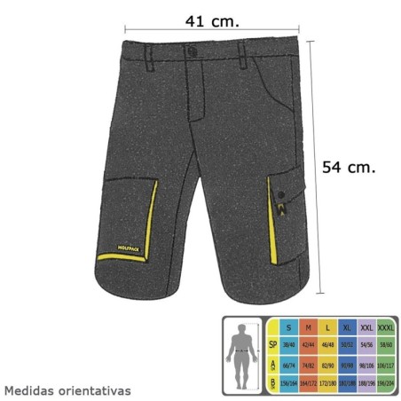 pantalones Cortos De Trabajo, Multibolsillos, Resistentes, Gris/Amarillo Talla 42/44 M