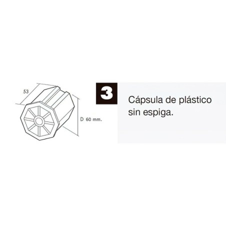 Capsula Persiana Plástico Sin Espiga Para Eje 60 mm.