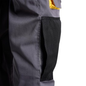 pantalones Largos De Trabajo, Multibolsillos, Resistentes, Rodilla Reforzada, Gris/Amarillo Talla 38/40 S (Slim Fit)