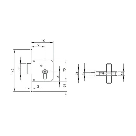 Cerradura Yale  601-hl/60x35