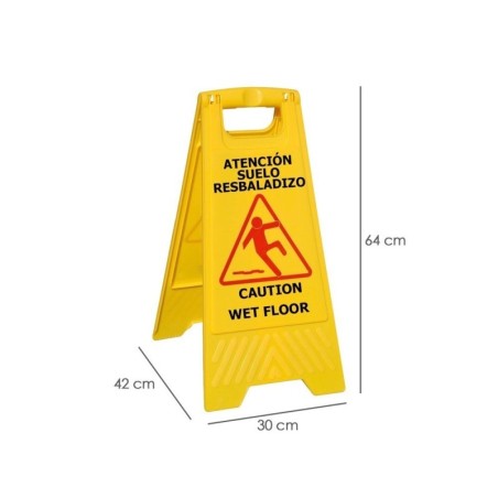 Cartel Atención Suelo Mojado 64x30 cm.