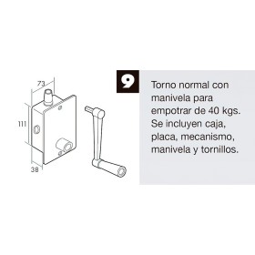 Torno Elevación Persiana Empotrar Aluminio