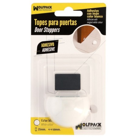 Tope Puerta Adhesivo con Imán Retenedor Blanco