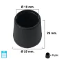 Contera Cónica Negra 18mm. Blíster 8 piezas.