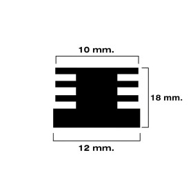 Contera Cuadrada Interior Negra 12x12 mm. Blíster 4 piezas.