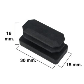 Contera Rectangular Negra 15x30mm. Blíster 4 piezas.