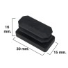 Contera Rectangular Negra 15x30mm. Blíster 4 piezas.