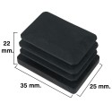 Contera Rectangular Negra 25x35mm. Blíster 4 piezas.