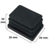 Contera Rectangular Negra 25x35mm. Blíster 4 piezas.