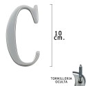 Letra Metal "C" Plateada Mate 10 cm. con Tornillería Oculta (Blíster 1 Pieza)