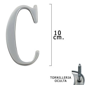 Letra Metal "C" Plateada Mate 10 cm. con Tornillería Oculta (Blíster 1 Pieza)