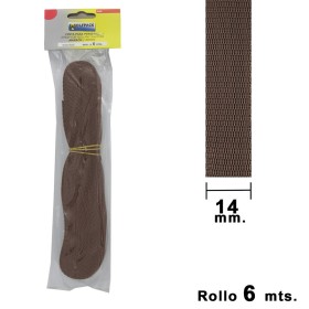 Cinta Persiana WOLFPACK Marrón 14 mm. Rollo 6 Metros