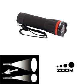 Linterna LED De Mano A Pilas (3 AAA) 50 Lúmenes Con Mango Engomado y Función Zoom