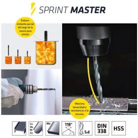 Broca Alpen Hss Sprint Master Diámetro 5,00 mm. (Blíster 2 piezas)