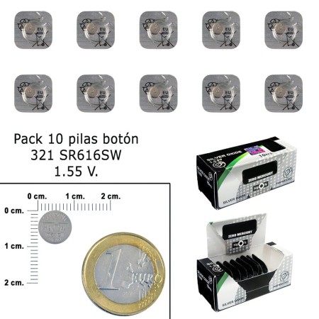 Pila Botón Oxido De Plata 321 / SR616SW (Caja 10 Pilas)