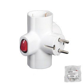 Adaptador / Ladrón Triple Schuko 16 A 250v Con Interruptor