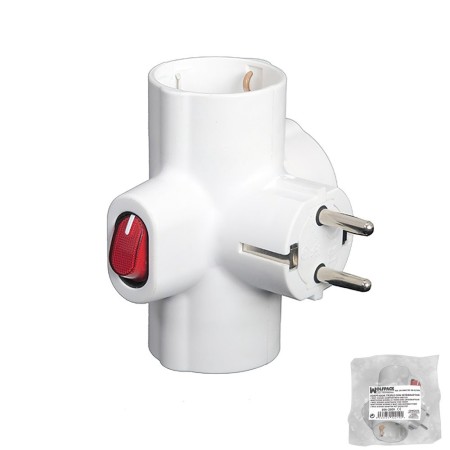 Adaptador / Ladrón Triple Schuko 16 A 250v Con Interruptor