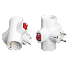 Adaptador / Ladrón Triple Schuko 16 A 250v Con Interruptor