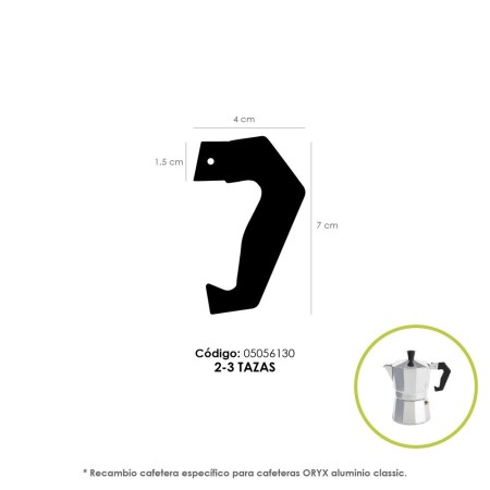 Mango Cafetera Aluminio Classic 2 y 3 Tazas