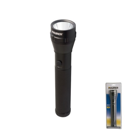 Linterna LED De Mano De Aluminio A Pilas (2 D) Alta Luminosidad 120 Lúmenes (3 funciones) Mango Estriado