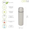 Termo Líquidos, Capacidad 500 ML. Libre BPA, Acero Inoxidable, Antigoteo