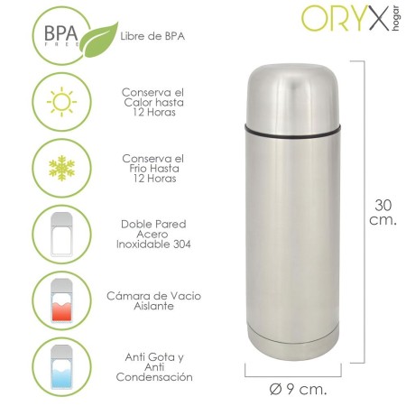 Termo Líquidos, Capacidad De 750 ML. Libre BPA, Acero Inoxidable, Antigoteo