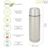Termo Líquidos, Capacidad De 750 ML. Libre BPA, Acero Inoxidable, Antigoteo